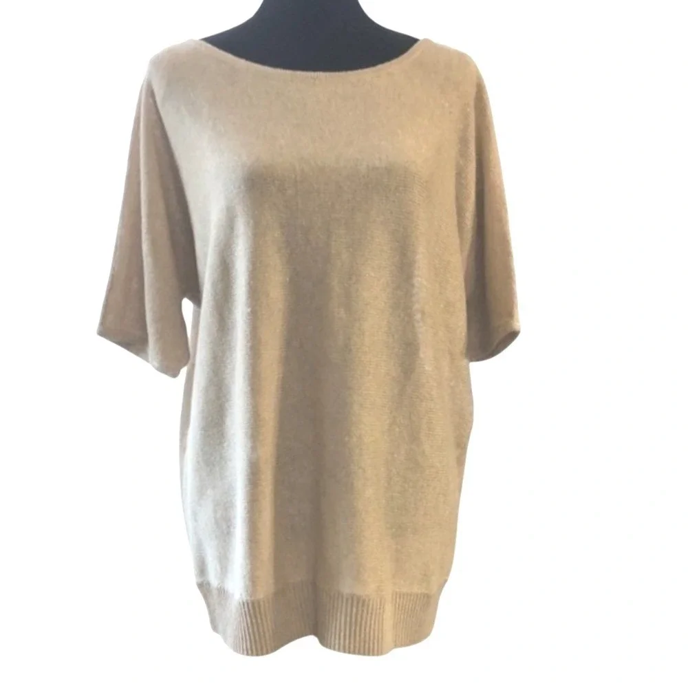 J.Crew Linen Blend Metallic Shimmer‎ Knit V-Back Sweater Gold Women's Medium